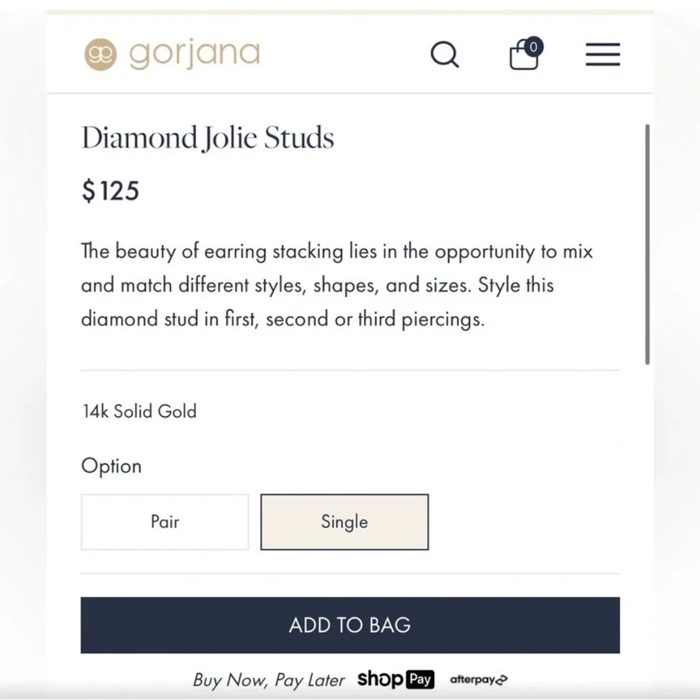 Authentic Gorjana Jolie Diamond Stud - Picture 8 of 8